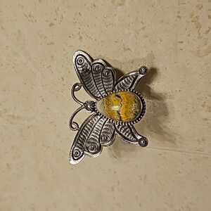 Bumblebee Jasper adjustable ring, Sterling Silver